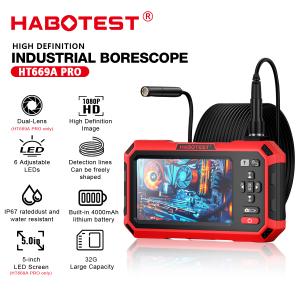 HABOTEST HT669A PRO 5インチ デュアルレンズ内視鏡 7MM 自動車機械下水管検査カメラ ビデオ 産業内視鏡