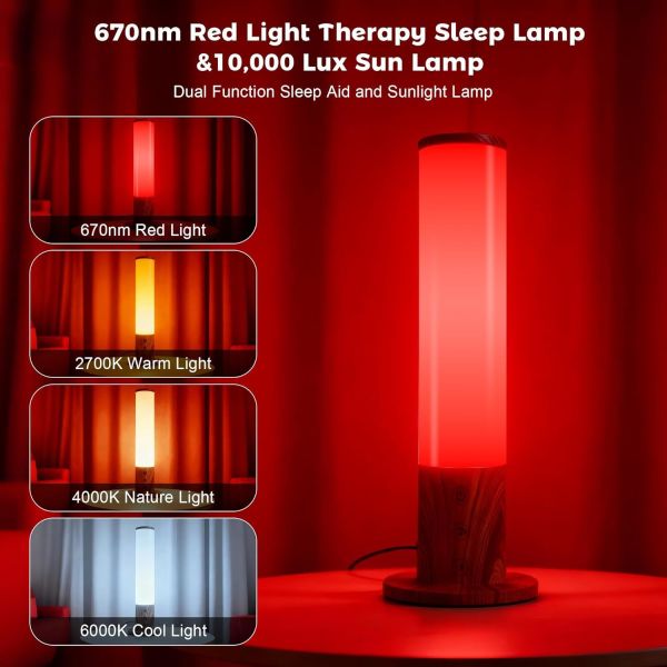 670nm Red Light Sleep Lamp with Dimmable Brightness and Timer Function for Comfortable Sleep