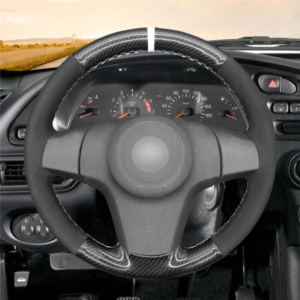 Custom Hand Stitching Carbon Suede Steering Wheel Cover for Vauxhall Opel Corsa D Chevrolet Niva 3-Spoke