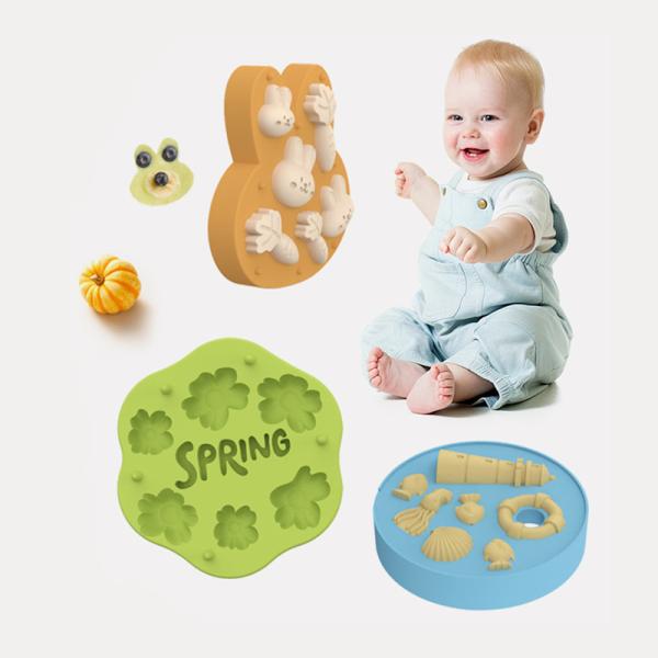 Silicone Baby Fruit Food Feeder Tray Container Ice Cube Tray Maker for Homemade Baby Food Breastmilk Teething Popsicle Mold