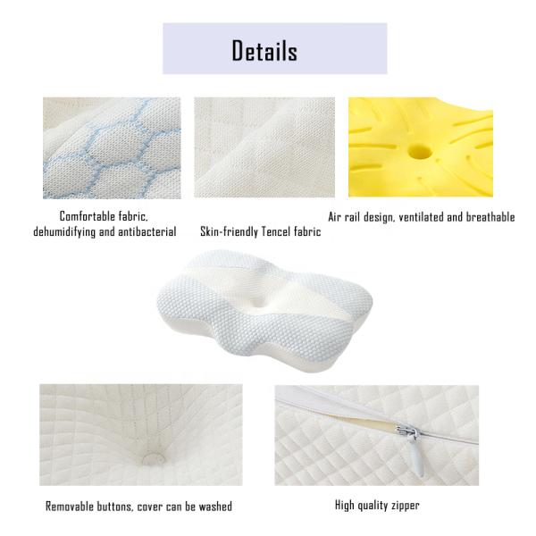 Tencel Outer Cover Memory Foam Neck Pillow for Pain Relief and Orthopedic Support