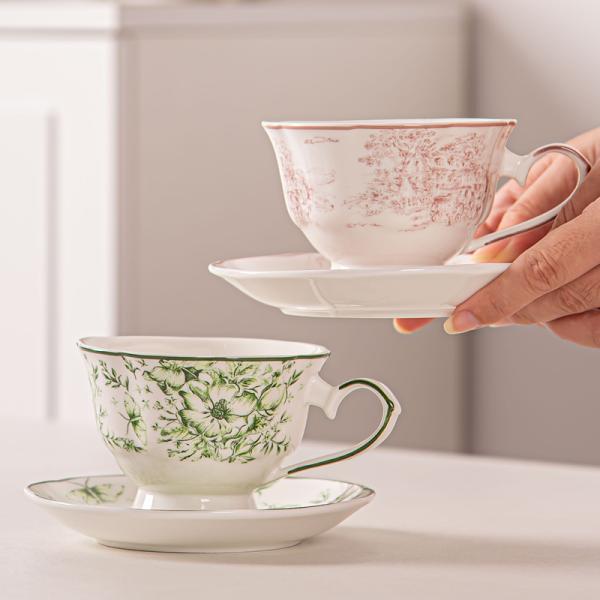 Цветочные чашки Порцелановые чашки и тарелки набор 200 мл вместимости для английского послеобеденного чая в Великобритании