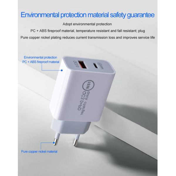 Заряжатель стены USB c порта 18W обязанности 2 Qualcomm 3,0 быстрый