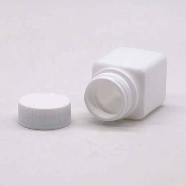 Farmacêutico Industrial HDPE 30cc Quadrado Botão de plástico cápsula de pílula com tampa de parafuso