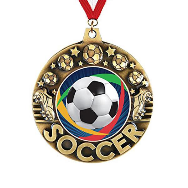 Medalhas de futebol personalizadas graváveis / Medalha de futebol de ouro com cordel grátis