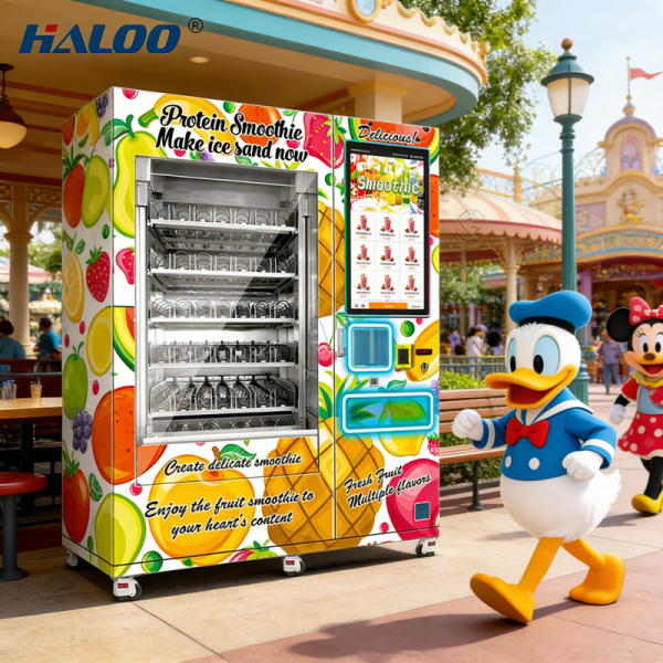 Haloo 32 inch fruit smoothie vending machine with 175 cups of large capacity color steel plate material sturdy and durable