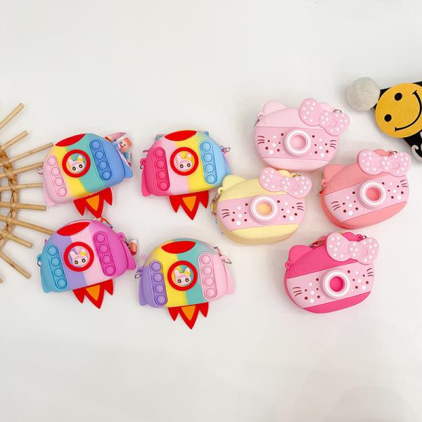 Ракета Мультфильм Поп Сумка Карандаш Чехла Кроссбоди Сумка Сумка Кошелек Сумка Кошелек Смейка Сумка Хранилище Контейнер Детский Рождественский подарок