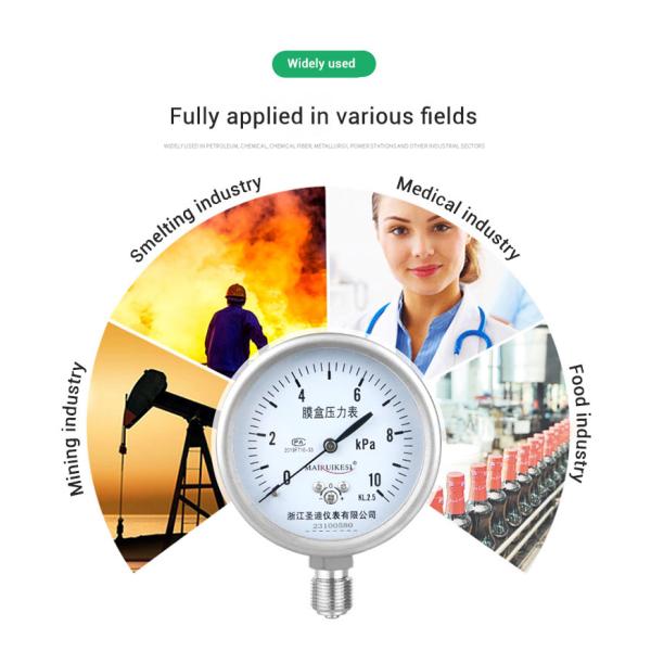 YE75BF 76mm Nominal Diameter Overvoltage Protection All Stainless Steel Pressure Gauge