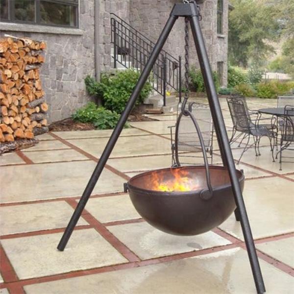 Fogo de aço de cozimento de acampamento exterior Pit Cauldron With Tripod Stand de Corten