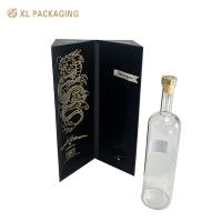 XL Packaging Custom Packaging Factory Customized Black Magnet Gold Foil Wine Box Luxury Whiskey Red Wine Gift Packaging Box With Velvet Tray
