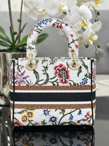 Saco marcado feito sob encomenda multicolorido de Dior Medium D Lite dos sacos de Petites Fleurs