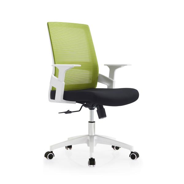 Modern Middle Back Ergonomic Mesh Back Fabric Seat Swivel Staff Office Chair