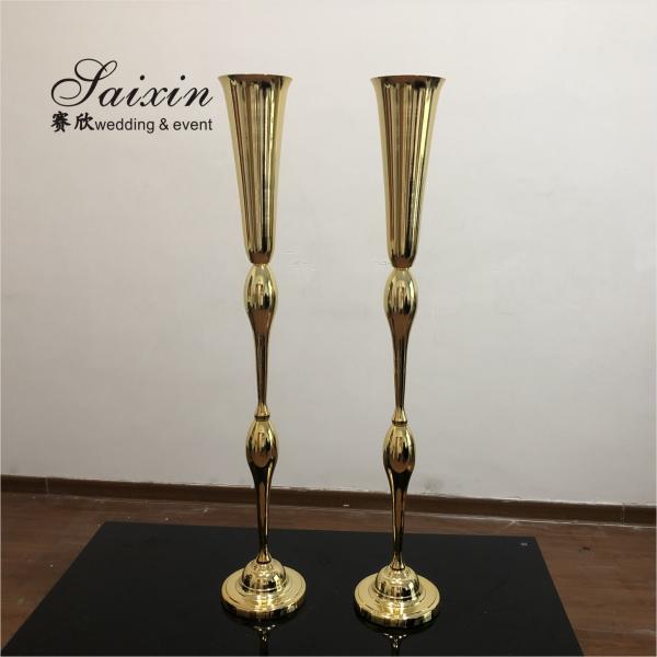 Красивая золотая металлическая ваза для дома Высокая для свадебных центров 80 см
