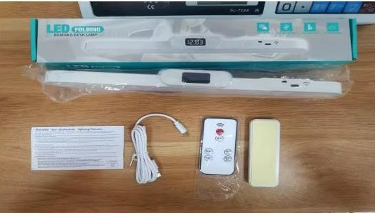 Modern LED Reading Desk Lamp with Three-Color Temperature Adjustment Square Plastic Shade Charging Function