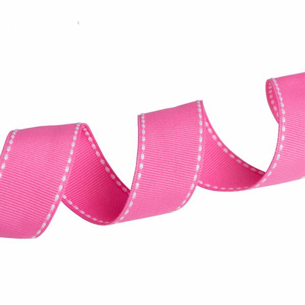 Pink Polyester Stitch Ribbon for Eco-friendly Saddle Stitched Gift Wrapping in Bulk