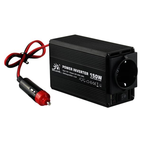 Inversor de alumínio portátil da onda de seno 150w, inversor multifuncional do poder para o carro