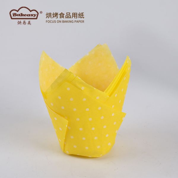 Tulip Shape Muffin Baking Paper Cups, Oil Proof Thick Parchment Cupcake Liners, Disposable Decorative Cake Paper Holders for Birthday Wedding Bakery Supplies