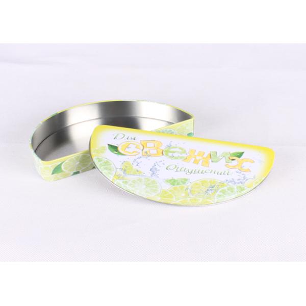 Yellow Half Round Candy Gift Tin Boxes Artwork Printing Food Grade Metal Tinplate