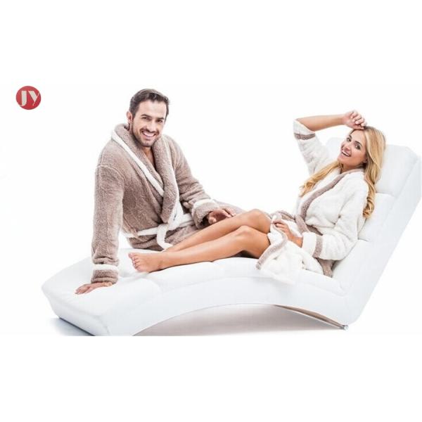 Plush Woman Long Kimono Style Night Bathrobe , Trendy Ladies Pyjamas Customized Fabric Weight