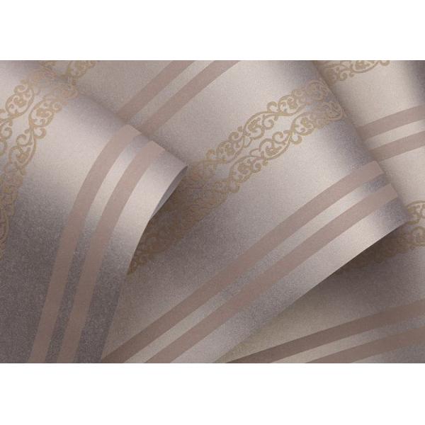 Removable Non woven Wallpaper Modern Simple Champagne Stripes Pattern