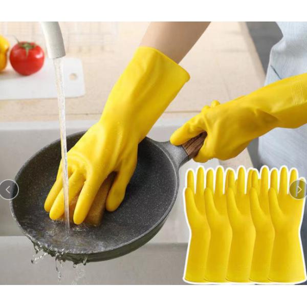 Waterproof Cleaning Latex Household Glove Flock Lining Chemical Resistant Latex Gloves