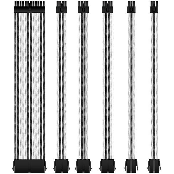 Sleeve Extension Cable 16AWG Extremely Soft Material  Wire Sleeve Kit Black White 300mm Sleeved Extension Kit PSU