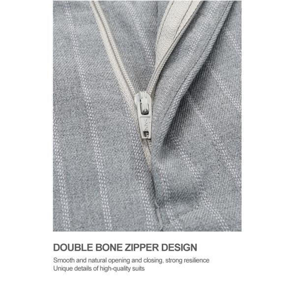 Business Needs Business Suits Gray Striped Double-breasted Gun Lapel Slim Fit 3 Pieces