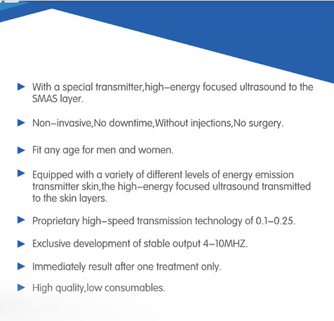 High Performance Hifu Equipment Weight Loss / Wrinkle Removal Facial Skin Hifu Ultrasonic