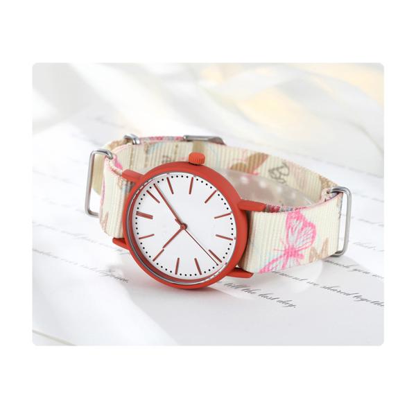 3ATM Waterproof Nylon Band Watches Candy Color Print For Girl And Lady