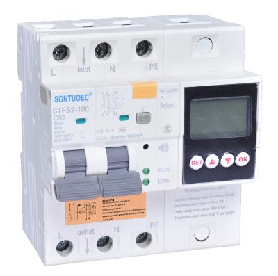 100A 2p 4p Water Immersion Alarm Leakage Current Circuit Breaker Multifunction RCBO