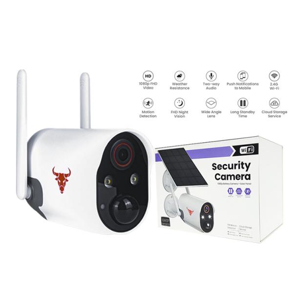 Wireless Outdoor Waterproof Security Camera With Solar Panel 8000Mah Battery
