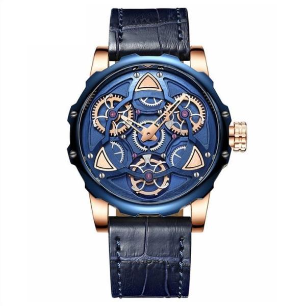 Водоустойчивый механический неубедительный кожаный дозор кварца 3ATM со шкалой 44mm