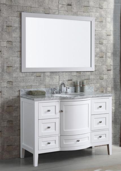 48′′ Bathroom Vanity Cabinets Furniture Floor Mounted with White Glossy Finish