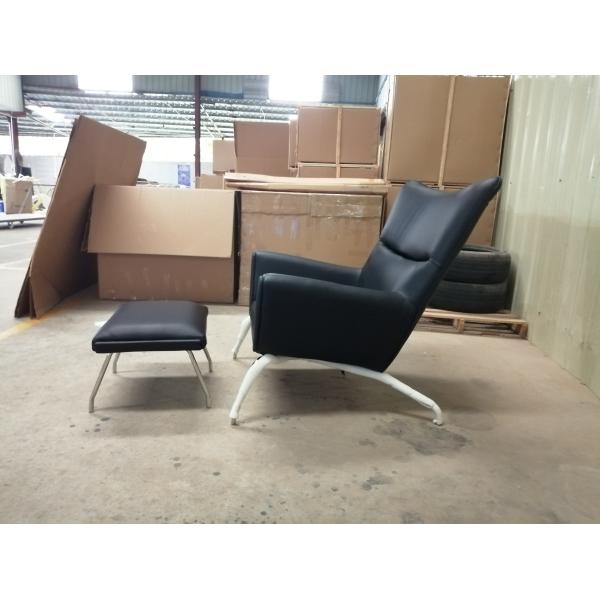 High Back stainless steel legs fabric Hans Wegner Upholstered Wing Customized reclining fabric cozy Lounge Chair