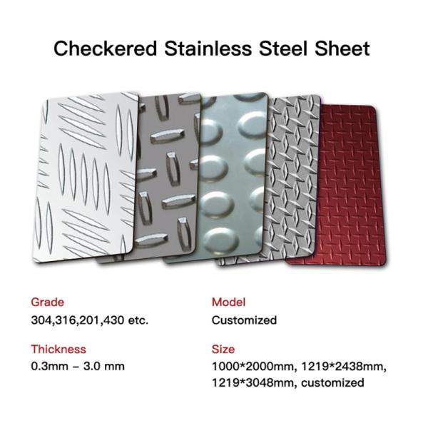 ASME 201 304 4x8 de chapa de acero inoxidable en relieve y cuadriculado