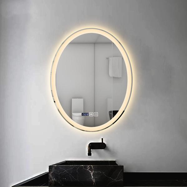 Customized Touch Sensor Bathroom Mirror Wall Mounted Oval Backlit Bathroom Mirror 4000K 5000K