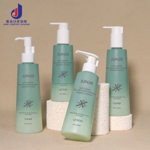 En gros Bouteilles de gel douche rondes de 250 ml et 200 ml en plastique, emballage, bouteille de shampooing verte mate vide, logo personnalisé