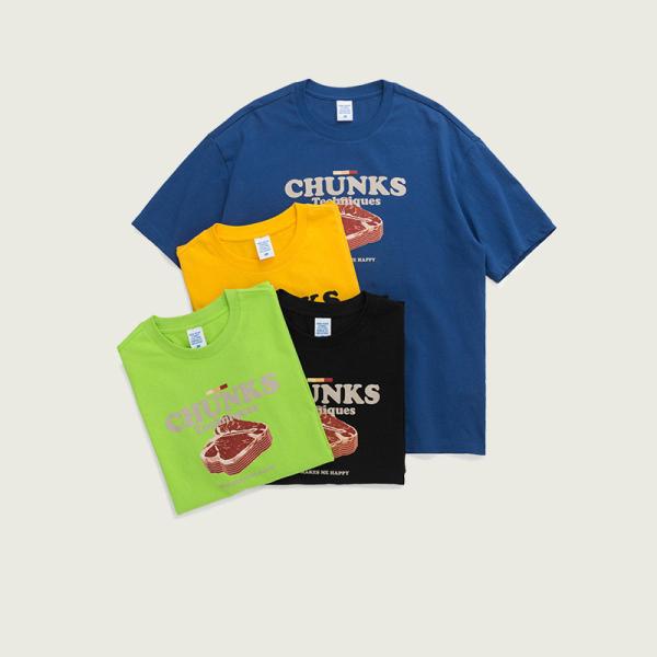 Douille courte 180g/m2 de T-shirt lâche d'impression de nourriture de viande de