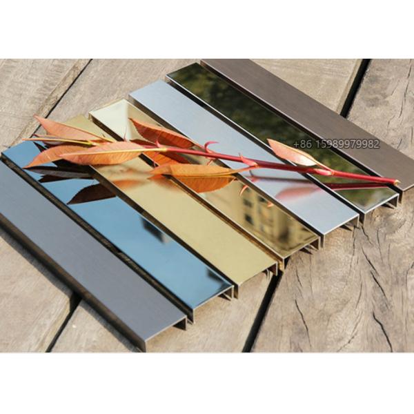Grade 201 Stainless Steel U Profile Decor Molding 10x50x10mm PVD Plated