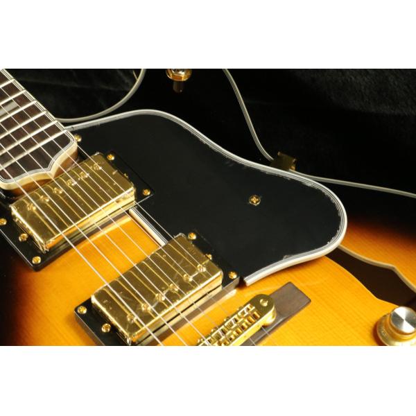Quality blackburst thick hollow body block inlay single cutaway electric guitar