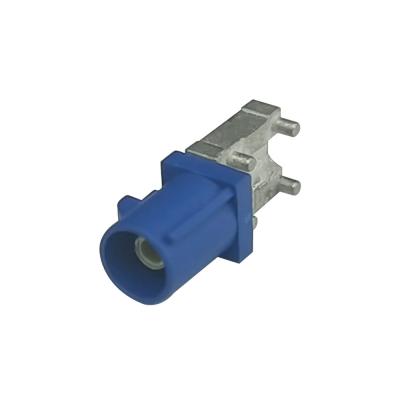 Conector C do perfil baixo FAKRA que codifica a cor azul tomada de 90 graus para a montagem do PWB