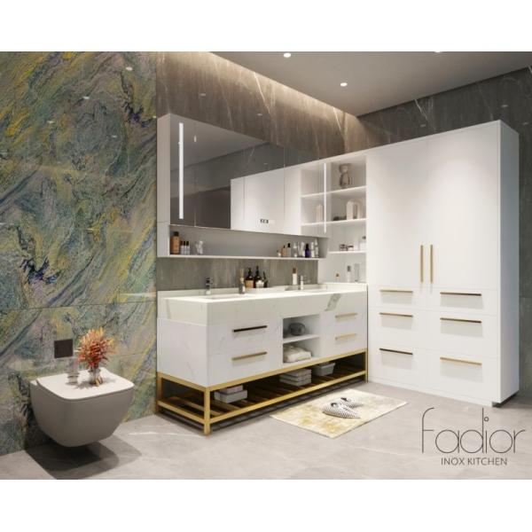 Кафедра ванных из нержавеющей стали Fadior современный дизайн с золотой рамой