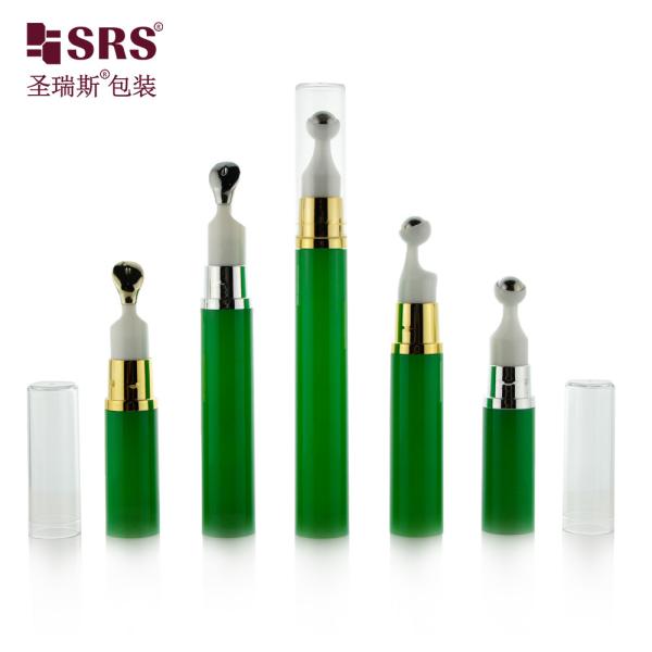 Green Colored Roller Bottle with Airless Pump Applicator 10ml 12ml 15ml  Eye Care Packaging Manufacture