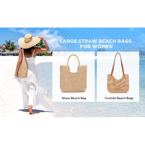 Women Small Straw Bags Summer Beach Tote Bag Handmade Woven Hobo Purse Handbag Customized New Arrival Hand Made Natural Straw Raffia Blue Striped Crochet Beach Bag Crochet Bags Custom Order