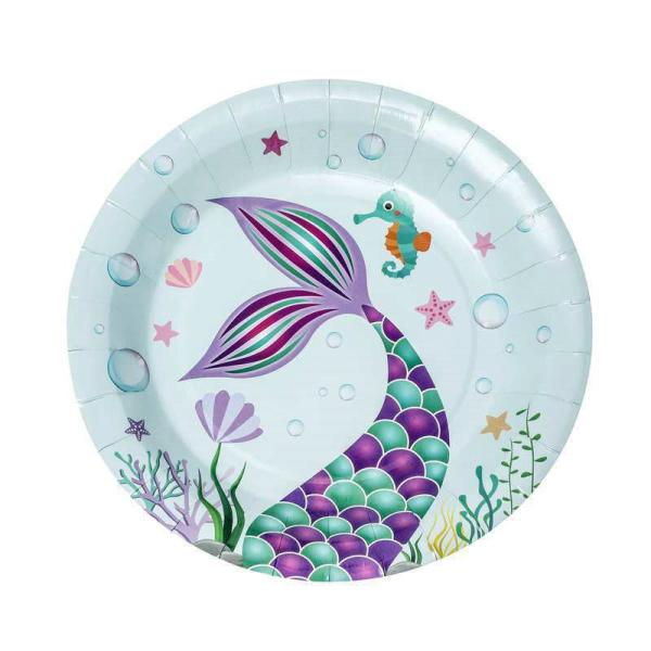 Kids Halloween Mermaid Paper Party Supplies Plates Cups And Napkins Disposable