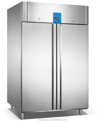 Congélateur de cuisine commerciale à température unique en acier inoxydable, réfrigérateur à double porte, réfrigérateur refroidi par air