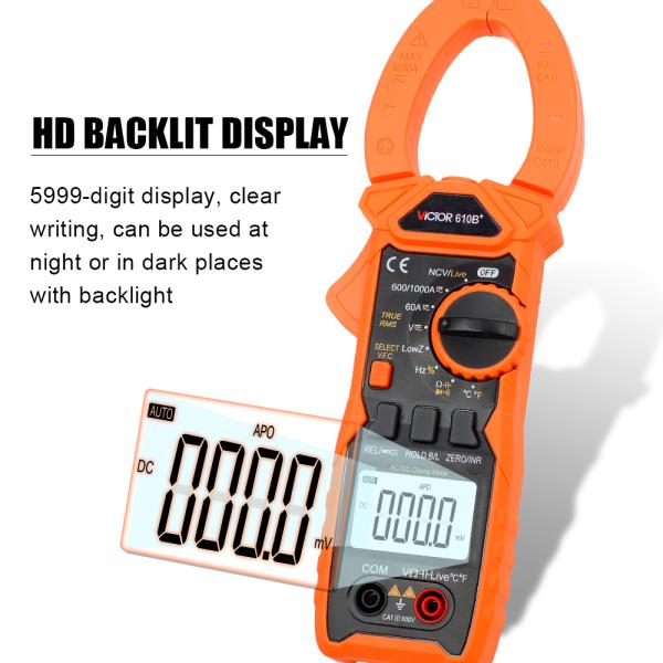 VFC True RMS NCV VICTOR 1000V 1000A Digital Clamp Meter 5999 Counts