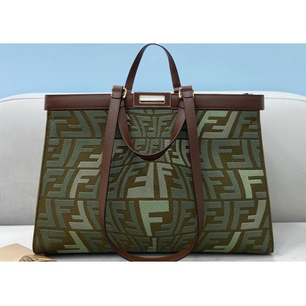 Capsule Series F Letters 3D Effect Large Green Tote Bag Psychedelic Style