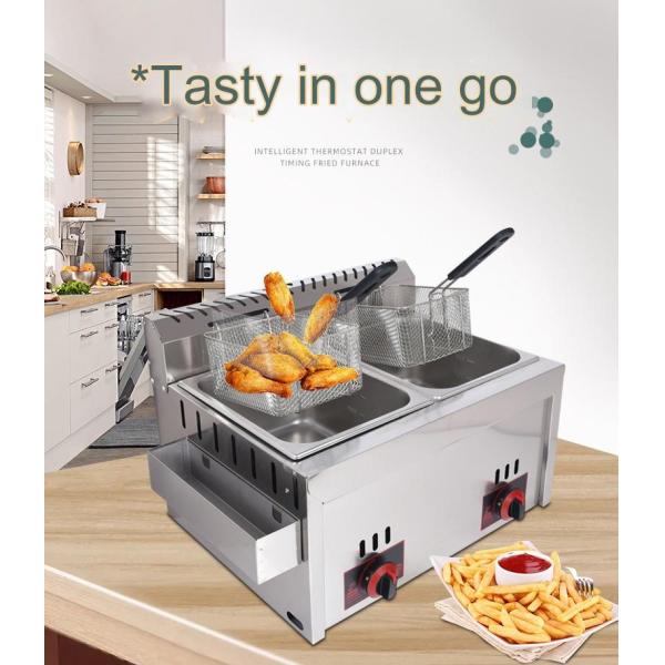 Commercial Deep Fryer Desktop Twin Cylinder Fryer Machine Easy to Operate and Clean