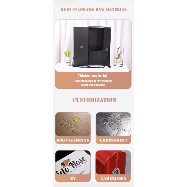 Черная квадратная цветка подарочной коробки цветка картона коробка цветка бумаги коробки складного роскошного упаковывая